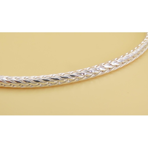 Silver Braid Necklace with Matching Bracelet Necklace 56cm Long Bracelet 21cm Long Each Attractively Detailed