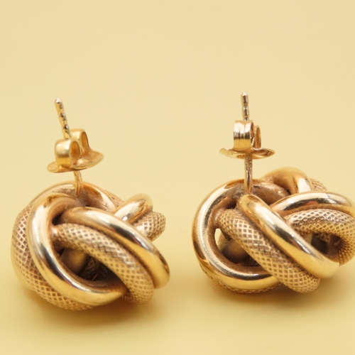 20 - Pair of 9 Carat Yellow Gold Twist Form Earrings Each 2cm Diameter