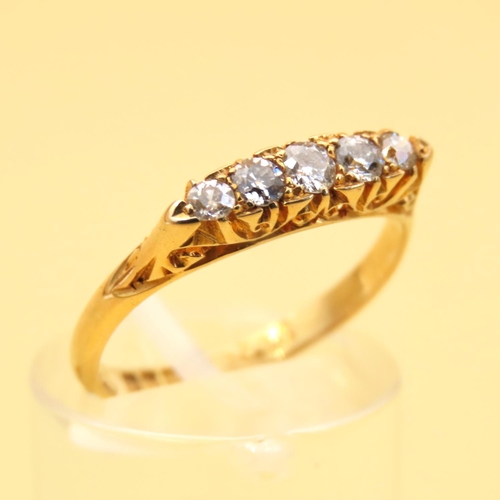 21 - Diamond Five Stone Ring Mounted on 18 Carat Yellow Gold Band Ring Size N and a Half