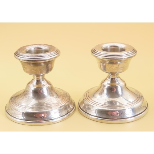 Pair of Neat Form Silver Pedestal Candle Rests Each 6cm High
