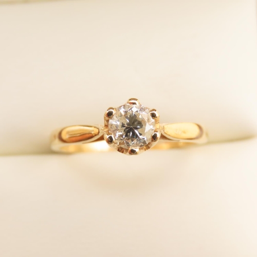 3 - Diamond Solitaire Ring Mounted on 18 Carat Yellow Gold Ring Size K and a Half