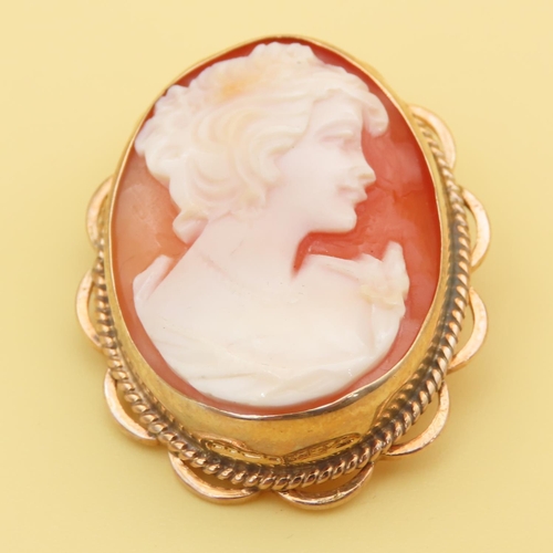 427 - 9 Carat Yellow Gold Mounted Cameo Brooch 3cm High