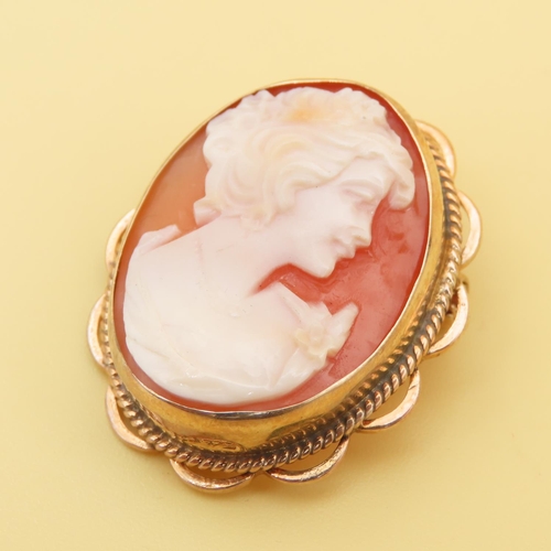 427 - 9 Carat Yellow Gold Mounted Cameo Brooch 3cm High