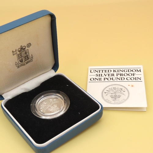 437 - Silver Proof Royal Mint One Pound Coin Contained within Original Presentation Case Encapsulated Mint