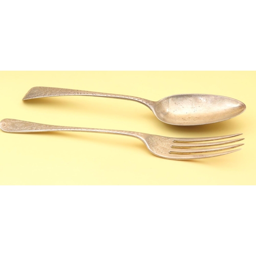 444 - Silver Fork and Spoon Set Bright Cut Detailing Each 16cm Long