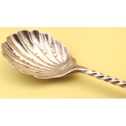 450 - Silver Sugar Spoon Attractively Detailed 13cm Long