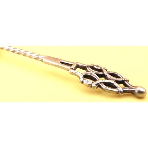 450 - Silver Sugar Spoon Attractively Detailed 13cm Long