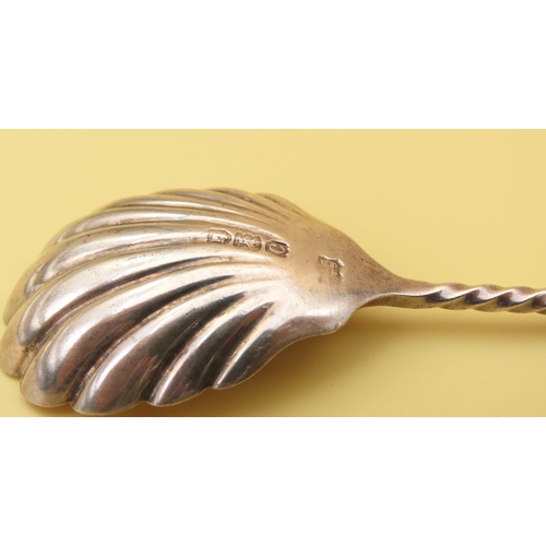 450 - Silver Sugar Spoon Attractively Detailed 13cm Long