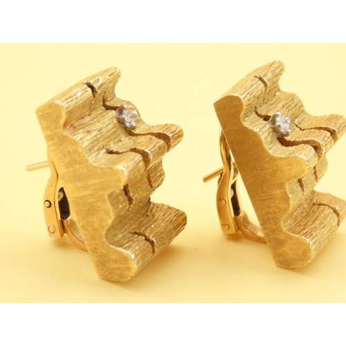 461 - Pair of Vintage Grima Italian Designer Ladies 18 Carat Yellow Gold Earrings Each 2.5cm High Of Good ... 