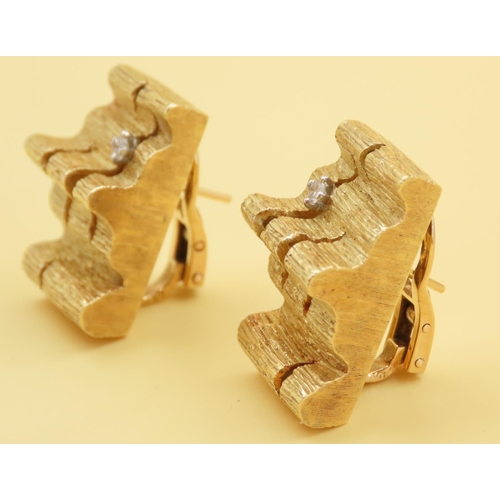 461 - Pair of Vintage Grima Italian Designer Ladies 18 Carat Yellow Gold Earrings Each 2.5cm High Of Good ... 