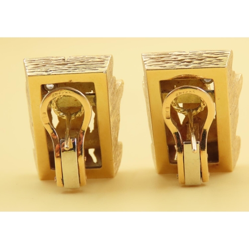 461 - Pair of Vintage Grima Italian Designer Ladies 18 Carat Yellow Gold Earrings Each 2.5cm High Of Good ... 