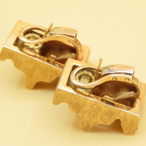 461 - Pair of Vintage Grima Italian Designer Ladies 18 Carat Yellow Gold Earrings Each 2.5cm High Of Good ... 