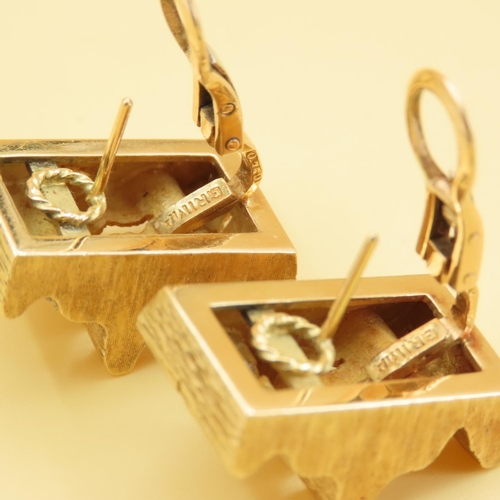 461 - Pair of Vintage Grima Italian Designer Ladies 18 Carat Yellow Gold Earrings Each 2.5cm High Of Good ... 