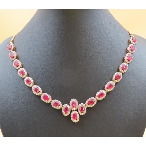 463 - Fine Ruby and Diamond Necklace of Attractive Articulated Form Mounted in 18 Carat Yellow Gold 42cm L... 