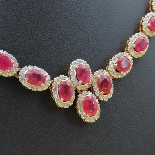 463 - Fine Ruby and Diamond Necklace of Attractive Articulated Form Mounted in 18 Carat Yellow Gold 42cm L... 