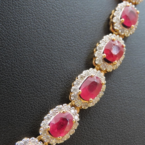 463 - Fine Ruby and Diamond Necklace of Attractive Articulated Form Mounted in 18 Carat Yellow Gold 42cm L... 