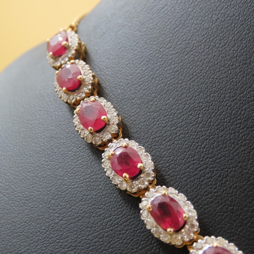 463 - Fine Ruby and Diamond Necklace of Attractive Articulated Form Mounted in 18 Carat Yellow Gold 42cm L... 