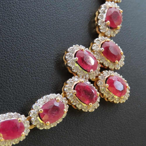 463 - Fine Ruby and Diamond Necklace of Attractive Articulated Form Mounted in 18 Carat Yellow Gold 42cm L... 