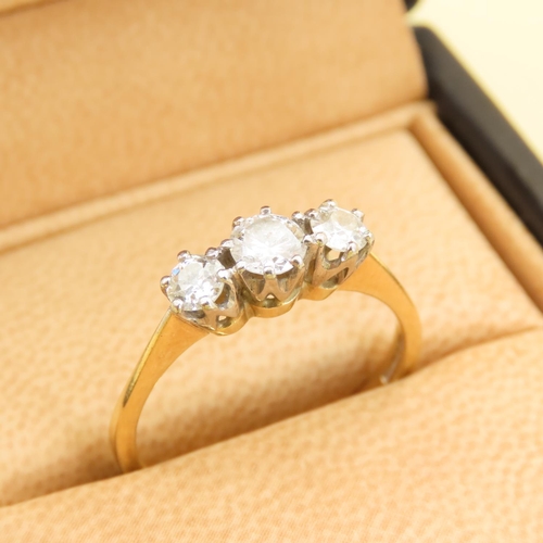 466 - Three Stone Diamond Ring Mounted in White Gold Further Mounted on 18 Carat Yellow Gold Band Ring Siz... 