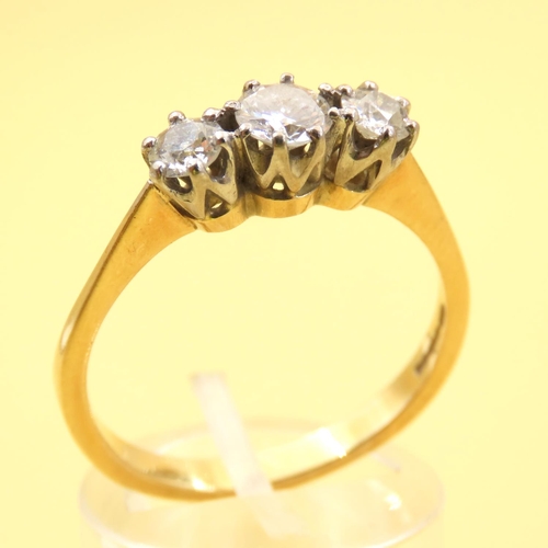 466 - Three Stone Diamond Ring Mounted in White Gold Further Mounted on 18 Carat Yellow Gold Band Ring Siz... 