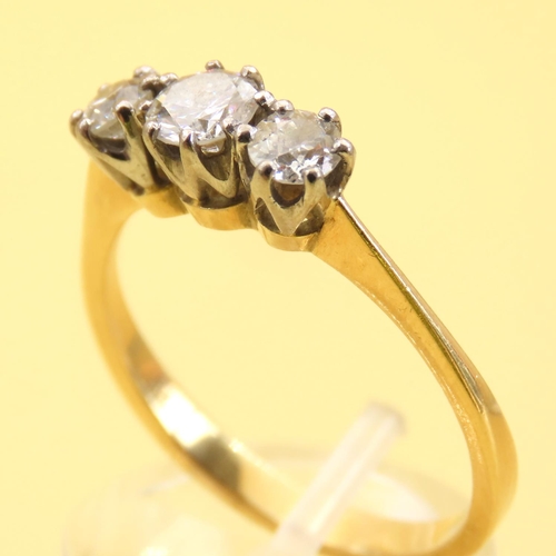 466 - Three Stone Diamond Ring Mounted in White Gold Further Mounted on 18 Carat Yellow Gold Band Ring Siz... 