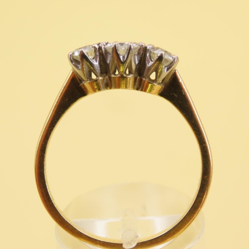 466 - Three Stone Diamond Ring Mounted in White Gold Further Mounted on 18 Carat Yellow Gold Band Ring Siz... 