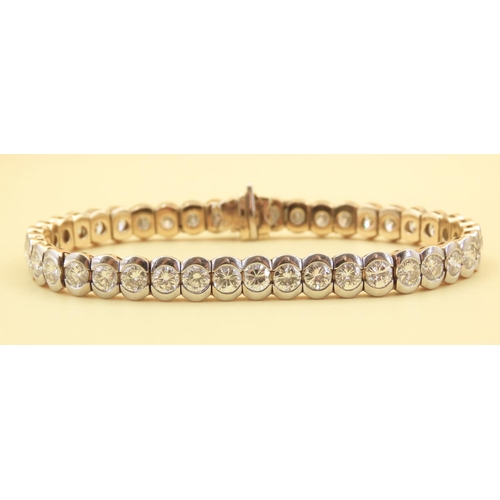 470 - Ladies Tennis Form Diamond Bracelet of Approximately 11 Carats of Diamonds Set in 18 Carat Yellow Go... 