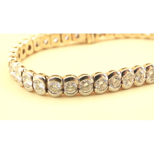 470 - Ladies Tennis Form Diamond Bracelet of Approximately 11 Carats of Diamonds Set in 18 Carat Yellow Go... 