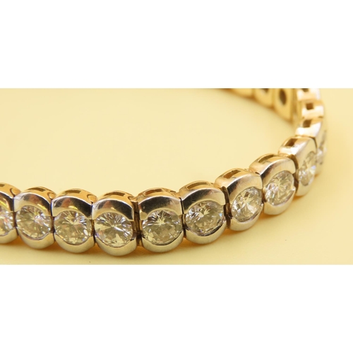 470 - Ladies Tennis Form Diamond Bracelet of Approximately 11 Carats of Diamonds Set in 18 Carat Yellow Go... 