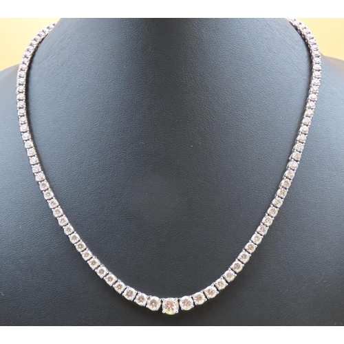 Ladies Riviere Diamond Necklace of Graduated Form 15 Carat Total Diamond Weight Mounted on Carat White Gold Articulated 40cm Long