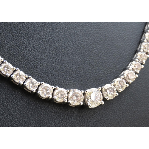 476 - Ladies Riviere Diamond Necklace of Graduated Form 15 Carat Total Diamond Weight Mounted on Carat Whi... 