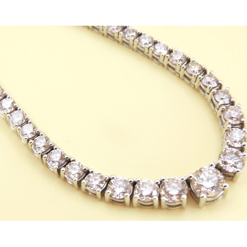 476 - Ladies Riviere Diamond Necklace of Graduated Form 15 Carat Total Diamond Weight Mounted on Carat Whi... 