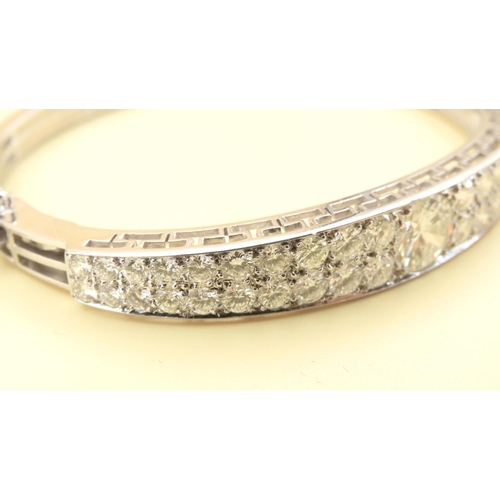 479 - Ladies Platinum Diamond Set Bangle Attractively Detailed 6cm Inner Diameter Center Diamond 1.9 Carat... 