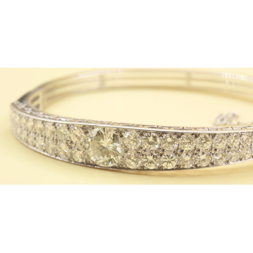 479 - Ladies Platinum Diamond Set Bangle Attractively Detailed 6cm Inner Diameter Center Diamond 1.9 Carat... 