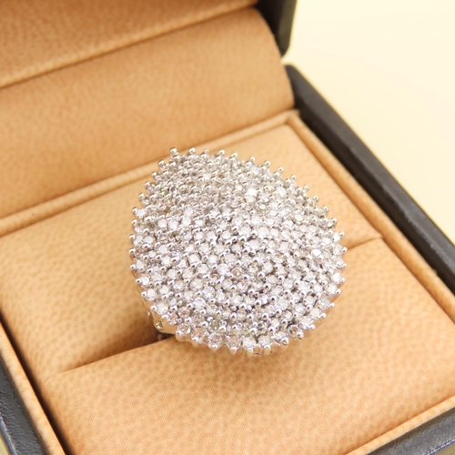 Diamond Cluster Ladies Ring Mounted on 18 Carat White Gold Band Ring Size O Approximately 2.3 Carat of Diamonds