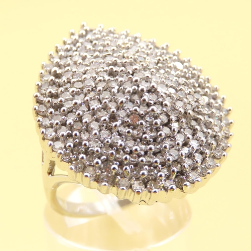 485 - Diamond Cluster Ladies Ring Mounted on 18 Carat White Gold Band Ring Size O Approximately 2.3 Carat ... 