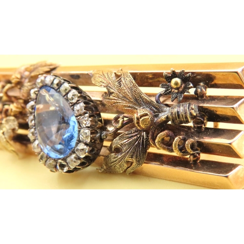 488 - Important Faberge Brooch Set with Russian Sapphire and Diamonds Attractive Finely Detailed Articulat... 