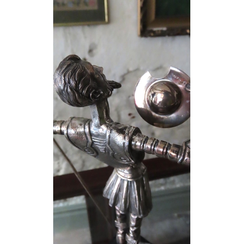 490 - Silver Figure Don Quixote Mounted on Marble Base Approximately 15 Inches High Spanish Hallmarked