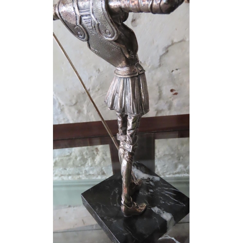 490 - Silver Figure Don Quixote Mounted on Marble Base Approximately 15 Inches High Spanish Hallmarked