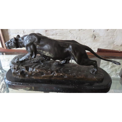 491 - Isidore Jules Bonheur (1827-1901) Original Bronze Sculpture of Lion Mounted on Marble Base Approxima... 