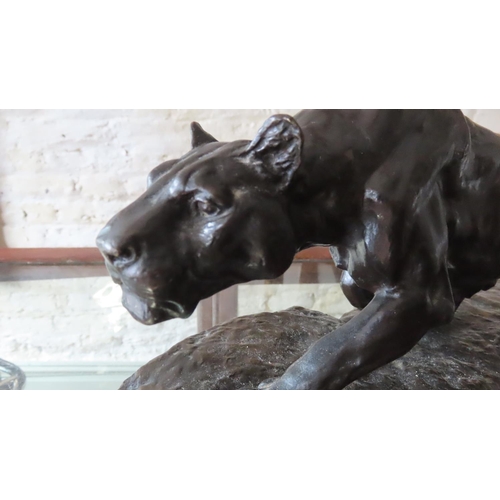 491 - Isidore Jules Bonheur (1827-1901) Original Bronze Sculpture of Lion Mounted on Marble Base Approxima... 