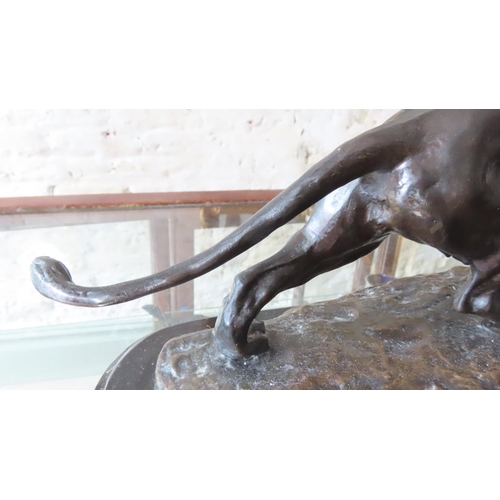 491 - Isidore Jules Bonheur (1827-1901) Original Bronze Sculpture of Lion Mounted on Marble Base Approxima... 