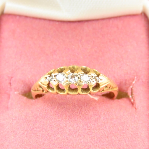 50 - Diamond Four Stone Ring Mounted on 18 Carat Yellow Gold Band Ring Size K