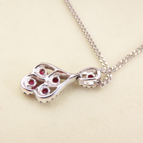57 - Ruby and Diamond Pendant Set in 18 Carat White Gold Further Set on 18 Carat White Gold Chain Pendant... 