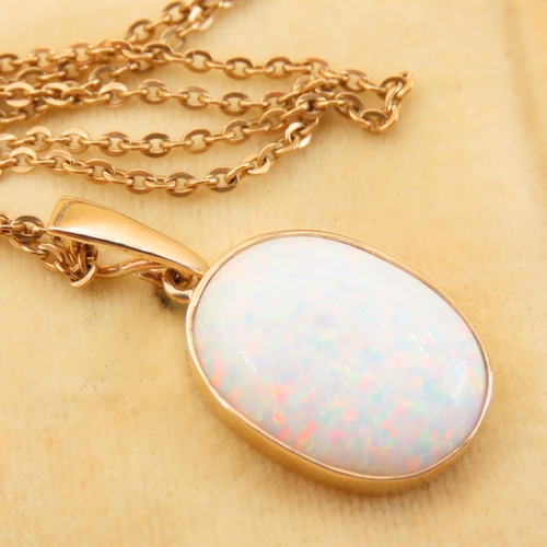 63 - Opal Set Pendant Mounted in 9 Carat Yellow Gold Further Set on 9 Carat Yellow Gold Chain Pendant 3cm... 