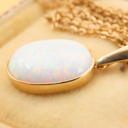 63 - Opal Set Pendant Mounted in 9 Carat Yellow Gold Further Set on 9 Carat Yellow Gold Chain Pendant 3cm... 