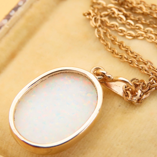 63 - Opal Set Pendant Mounted in 9 Carat Yellow Gold Further Set on 9 Carat Yellow Gold Chain Pendant 3cm... 