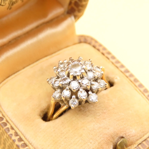 64 - Diamond Cluster Ring Mounted on 18 Carat Yellow Gold Band Ring Size M