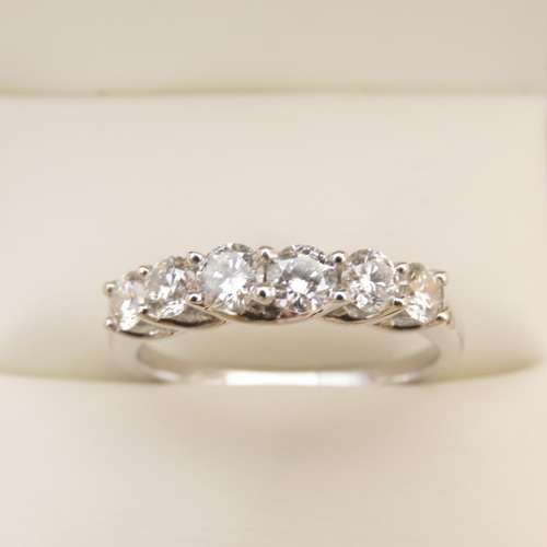 66 - Diamond Six Stone Ring Mounted on Platinum Band Ring Size O 1 Carat Total Diamond Weight. Original P... 