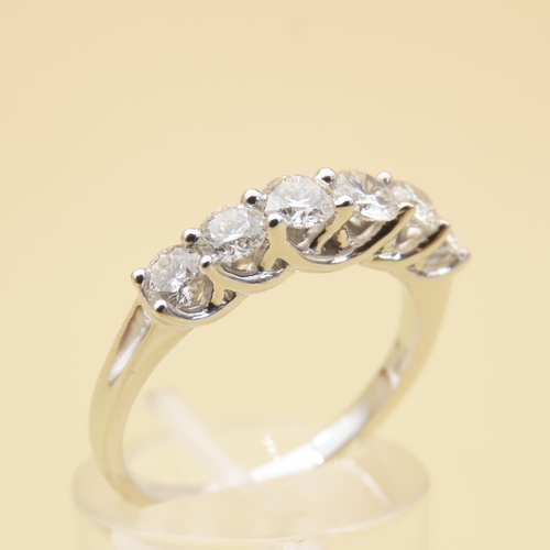 66 - Diamond Six Stone Ring Mounted on Platinum Band Ring Size O 1 Carat Total Diamond Weight. Original P... 